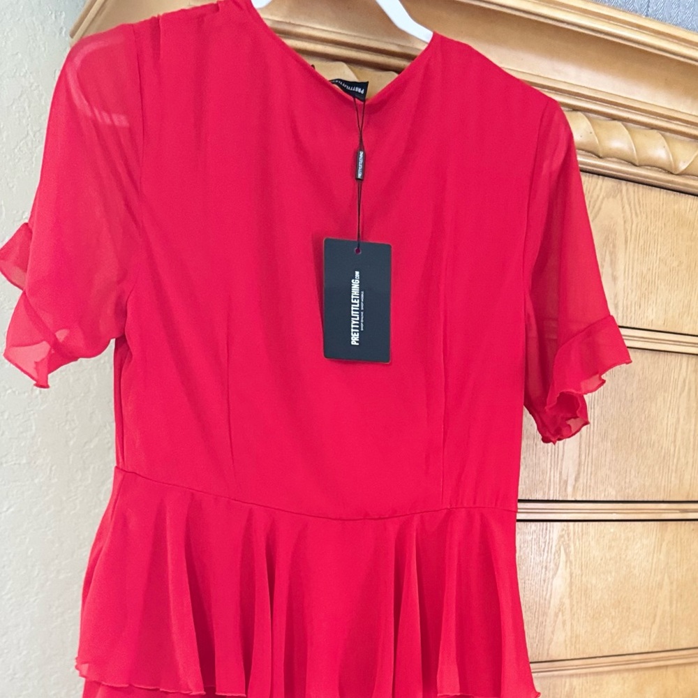Elegant Red Ruffle Dress
